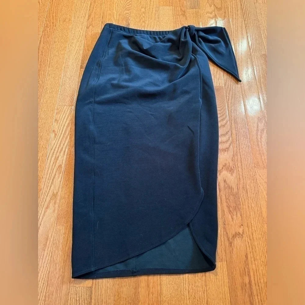 Positively Ellyn women’s black wrap pencil‎ skirt slit stretch Medium vintage